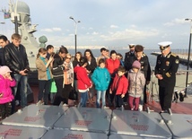 Ships of Russia’s Caspian Flotilla arrive in Baku port.Baku, Azerbaijan, Oct.20, 2014