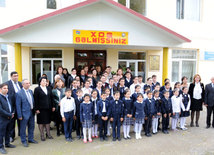 The anxious pupils and teachers of the school located in the frontline zone. Tovuz, Azerbaijan, Nov.01, 2014