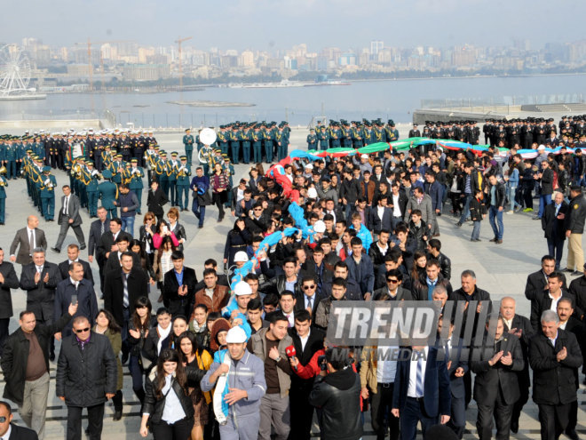 Azerbaijan marks National Flag Day. Baku, Azerbaijan, Nov.09, 2014