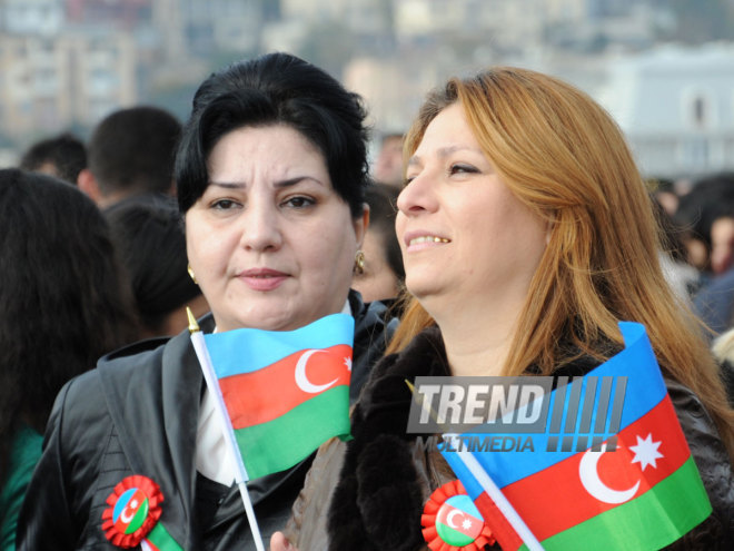 Azerbaijan marks National Flag Day. Baku, Azerbaijan, Nov.09, 2014