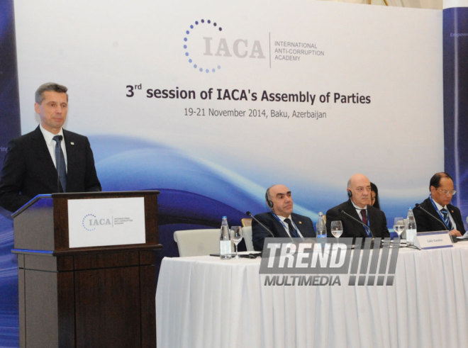 The 3rd session of the Assembly of Parties of the International Anti-Corruption Academy. Baku, Azerbaijan, Nov.19, 2014