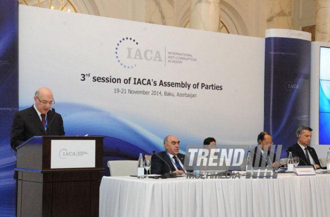 The 3rd session of the Assembly of Parties of the International Anti-Corruption Academy. Baku, Azerbaijan, Nov.19, 2014