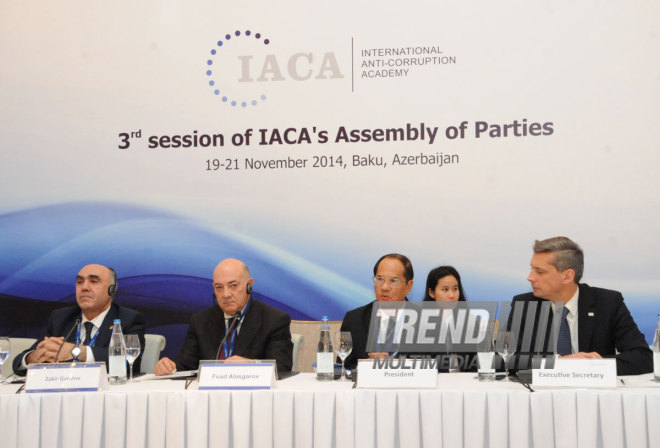 The 3rd session of the Assembly of Parties of the International Anti-Corruption Academy. Baku, Azerbaijan, Nov.19, 2014