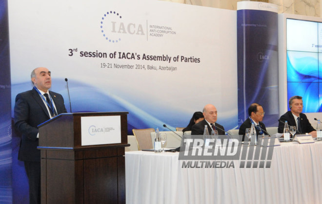 The 3rd session of the Assembly of Parties of the International Anti-Corruption Academy. Baku, Azerbaijan, Nov.19, 2014