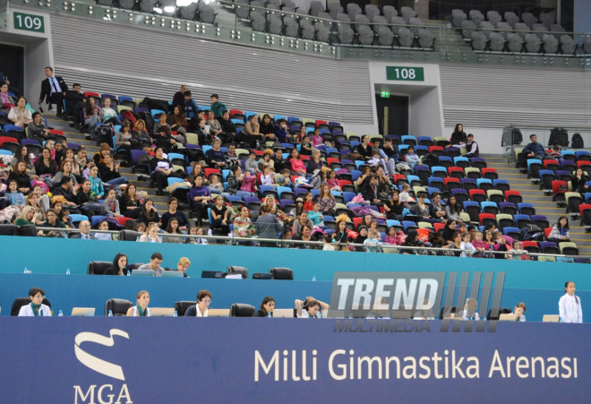 Bədii gimnastika üzrə Azərbaycan birinciliyi və Bakı çempionatı başa çatıb. Bakı, Azərbaycan, 12 dekabr 2014 