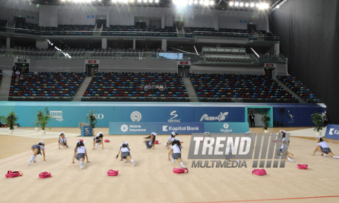 Bədii gimnastika üzrə Azərbaycan birinciliyi və Bakı çempionatı başa çatıb. Bakı, Azərbaycan, 12 dekabr 2014 