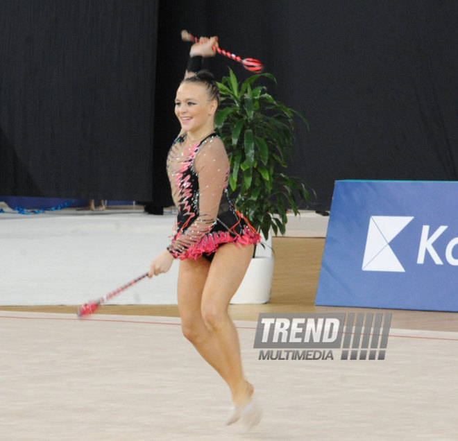 Bədii gimnastika üzrə Azərbaycan birinciliyi və Bakı çempionatı başa çatıb. Bakı, Azərbaycan, 12 dekabr 2014 