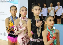 Bədii gimnastika üzrə Azərbaycan birinciliyi və Bakı çempionatı başa çatıb. Bakı, Azərbaycan, 12 dekabr 2014 