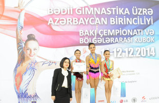 Bədii gimnastika üzrə Azərbaycan birinciliyi və Bakı çempionatı başa çatıb. Bakı, Azərbaycan, 12 dekabr 2014 