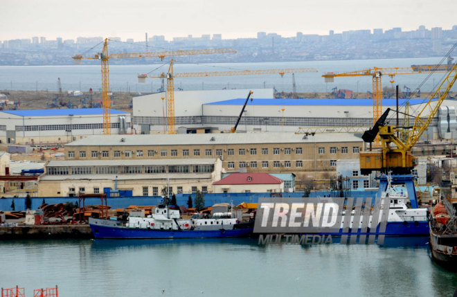 Shipyard and oil industry of Azerbaijan. Baku, Azerbaijan, Jan.24, 2015