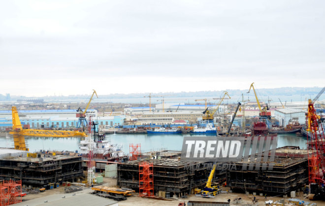 Shipyard and oil industry of Azerbaijan. Baku, Azerbaijan, Jan.24, 2015