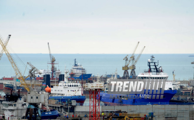 Shipyard and oil industry of Azerbaijan. Baku, Azerbaijan, Jan.24, 2015