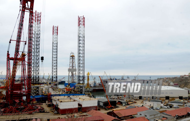 Shipyard and oil industry of Azerbaijan. Baku, Azerbaijan, Jan.24, 2015