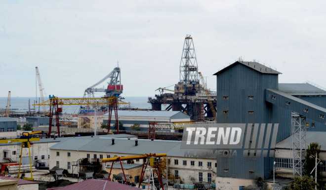 Shipyard and oil industry of Azerbaijan. Baku, Azerbaijan, Jan.24, 2015