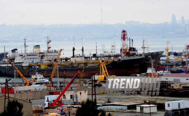 Shipyard and oil industry of Azerbaijan. Baku, Azerbaijan, Jan.24, 2015