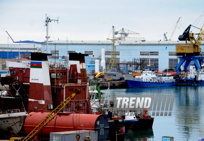 Shipyard and oil industry of Azerbaijan. Baku, Azerbaijan, Jan.24, 2015