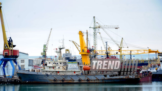 Shipyard and oil industry of Azerbaijan. Baku, Azerbaijan, Jan.24, 2015