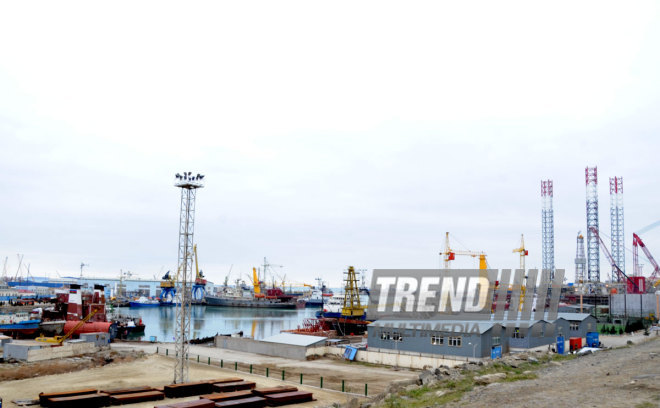 Shipyard and oil industry of Azerbaijan. Baku, Azerbaijan, Jan.24, 2015