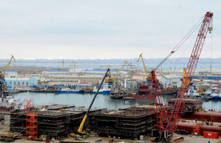 Shipyard and oil industry of Azerbaijan. Baku, Azerbaijan, Jan.24, 2015