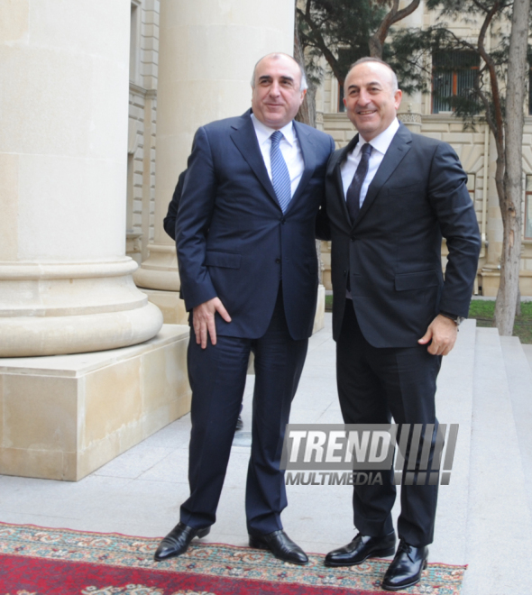 Azerbaijani Foreign Minister Elmar Mammadyarov met with his Turkish counterpart Mevlut Cavusoglu. Baku, Azerbaijan, Feb.25, 2015