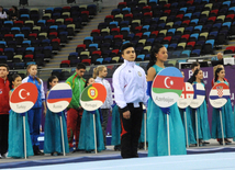 Bu yarışlarda 6 gimnastika növü - 4-ü olimpiya, 2-si qeyri-olimpiya növü - təmsil olunur. Bakı, Azərbaycan, 04 mart 2015