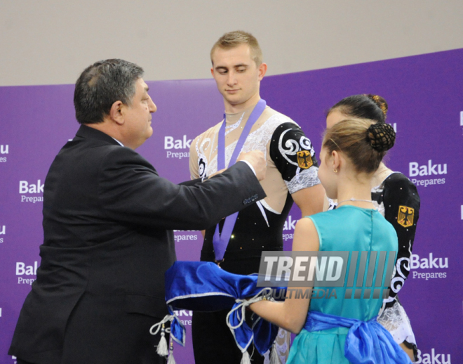 Azerbaijani team won the gold medals in group competitions in acrobatics among women. Baku, Azerbaijan, March 05, 2015