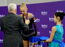 Azerbaijani team won the gold medals in group competitions in acrobatics among women. Baku, Azerbaijan, March 05, 2015