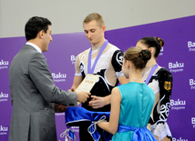 Azerbaijani team won the gold medals in group competitions in acrobatics among women. Baku, Azerbaijan, March 05, 2015