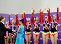 Azerbaijani team won the gold medals in group competitions in acrobatics among women. Baku, Azerbaijan, March 05, 2015