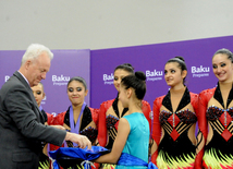 Azerbaijani team won the gold medals in group competitions in acrobatics among women. Baku, Azerbaijan, March 05, 2015