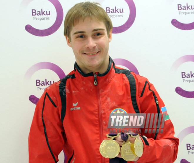 Azərbaycan gimnastları yeni qızıl medallar qazanıblar. Bakı, Azərbaycan, 06 mart 2015