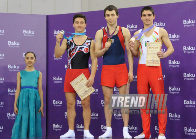 Azərbaycan gimnastları qarışıq cütlüklərdə qızıl medal qazandılar. Bakı, Azərbaycan, 06 mart 2015