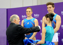 Azərbaycan gimnastları qarışıq cütlüklərdə qızıl medal qazandılar. Bakı, Azərbaycan, 06 mart 2015