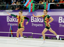 Azərbaycan gimnastları qarışıq cütlüklərdə qızıl medal qazandılar. Bakı, Azərbaycan, 06 mart 2015