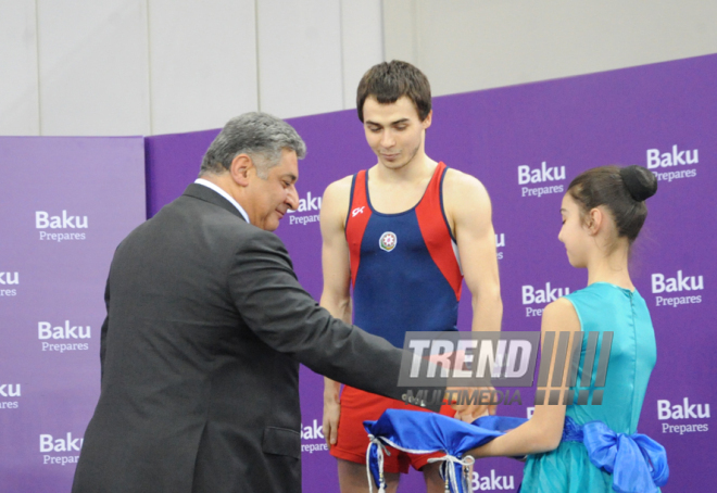 Azərbaycan gimnastları qarışıq cütlüklərdə qızıl medal qazandılar. Bakı, Azərbaycan, 06 mart 2015