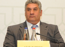 Azərbaycanın gənclər və idman naziri Azad Rəhimov. Bakı, Azərbaycan, 07 aprel 2015