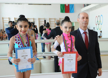 Bakı Gimnastika Məktəbinin idmançı qızları bütün mükafat kateqoriyalarında təmsil olunublar. Bakı, Azərbaycan, 07 aprel 2015  