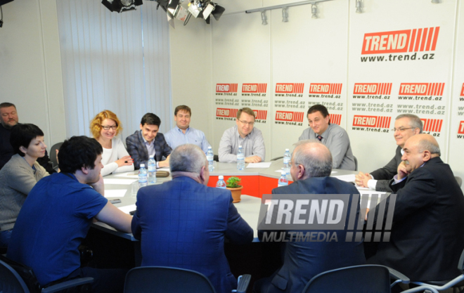 Azerbaijani media leaders meet with their counterparts from Sverdlovsk region. Baku, Azerbaijan, Apr.24, 2015