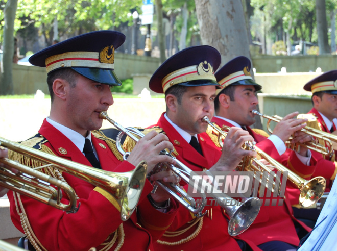 Exemplary performance of Armed Forces Orchestra. Baku, Azerbaijan, May 09, 2015