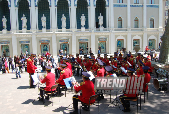 Exemplary performance of Armed Forces Orchestra. Baku, Azerbaijan, May 09, 2015