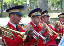 Exemplary performance of Armed Forces Orchestra. Baku, Azerbaijan, May 09, 2015