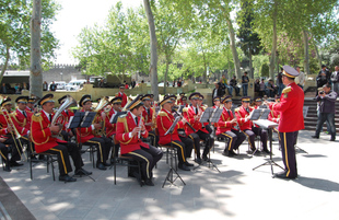 Exemplary performance of Armed Forces Orchestra. Baku, Azerbaijan, May 09, 2015