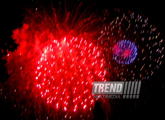 A gala concert and grandios fireworks display held in the National Park. Baku, Azerbaijan, May 10, 2015