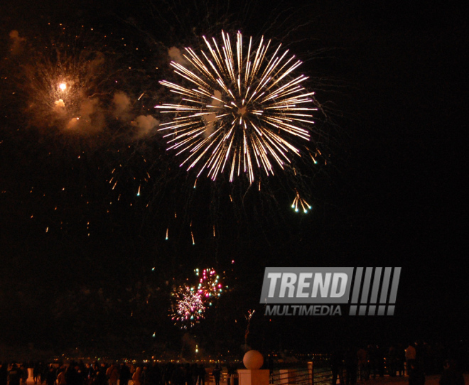 A gala concert and grandios fireworks display held in the National Park. Baku, Azerbaijan, May 10, 2015