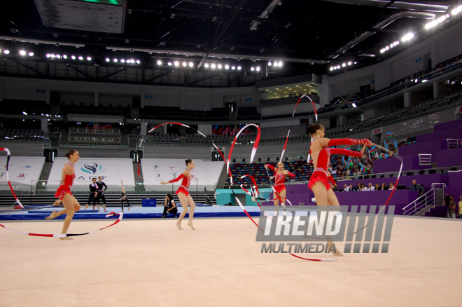 Birinci Avropa Oyunları ərəfəsində gimnastların yoxlama məşqləri keçirilib. Bakı, Azərbaycan, 19 may 2015 