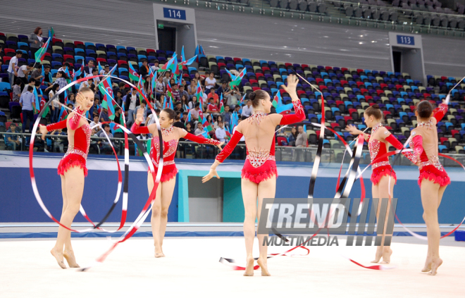 Birinci Avropa Oyunları ərəfəsində gimnastların yoxlama məşqləri keçirilib. Bakı, Azərbaycan, 19 may 2015 