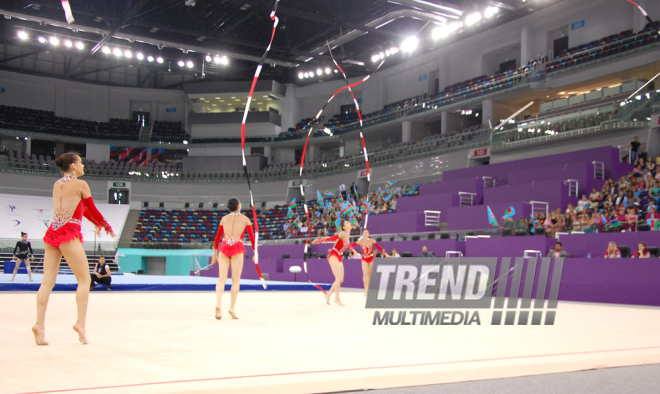 Birinci Avropa Oyunları ərəfəsində gimnastların yoxlama məşqləri keçirilib. Bakı, Azərbaycan, 19 may 2015 