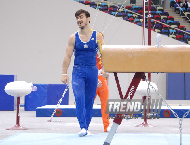 Birinci Avropa Oyunları ərəfəsində gimnastların yoxlama məşqləri keçirilib. Bakı, Azərbaycan, 19 may 2015 