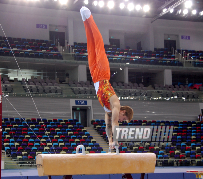 Birinci Avropa Oyunları ərəfəsində gimnastların yoxlama məşqləri keçirilib. Bakı, Azərbaycan, 19 may 2015 