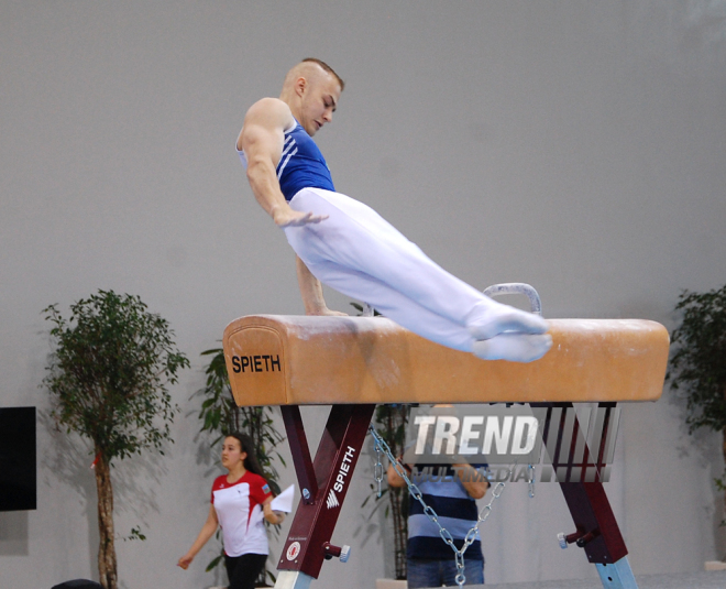 Birinci Avropa Oyunları ərəfəsində gimnastların yoxlama məşqləri keçirilib. Bakı, Azərbaycan, 19 may 2015 